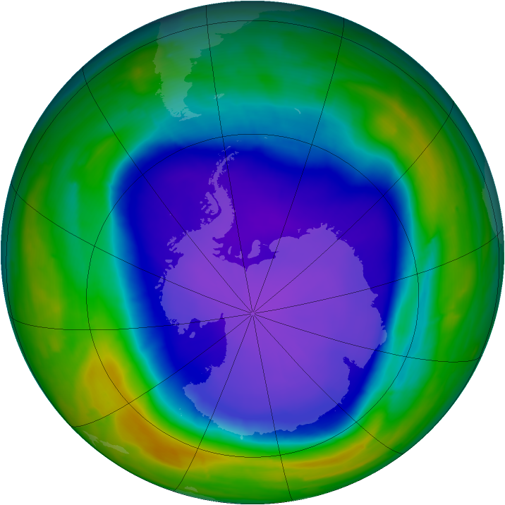 Antarctic ozone map for 30 September 2008